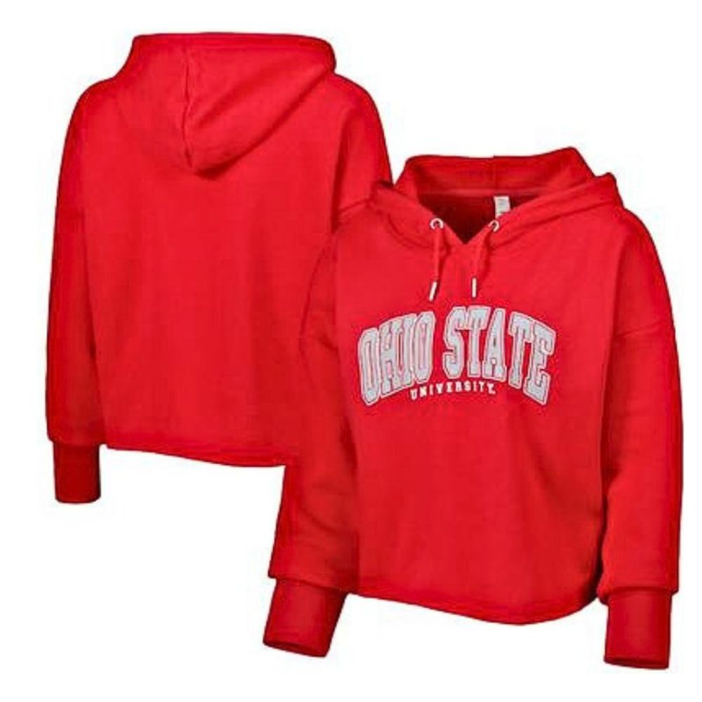 NEW Womens ZooZatz Scarlet Ohio State Buckeyes University Cropped French Terry L